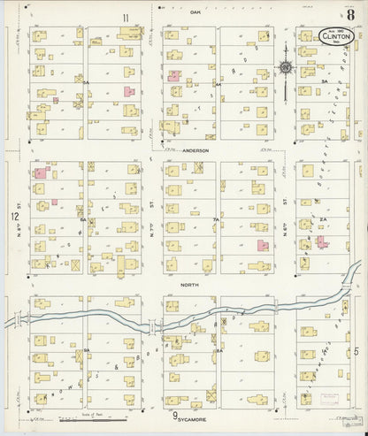 Sanborn Fire Insurance Map from Clinton, Vermillion County, Indiana (1910), Sheet #0008 - Historic Sanborn Fire Insurance Map Print, vintage old map wall art, antique decor, genealogy gift, Indiana Indiana map