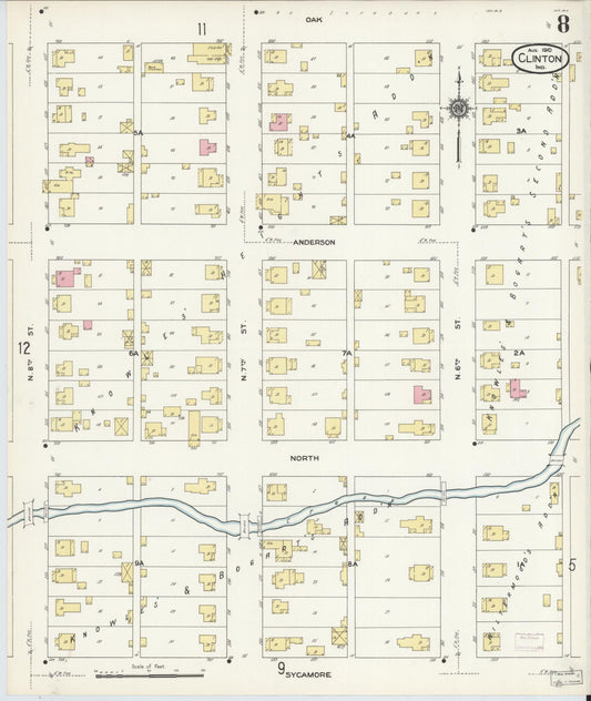 Sanborn Fire Insurance Map from Clinton, Vermillion County, Indiana (1910), Sheet #0008 - Historic Sanborn Fire Insurance Map Print, vintage old map wall art, antique decor, genealogy gift, Indiana Indiana map