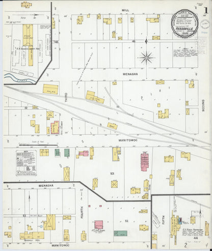 Sanborn Fire Insurance Map from Reedsville, Manitowoc County, Wisconsin (1900), Sheet #0001 - Complete Map Set gallery image, historic Sanborn map, vintage wall art, Wisconsin Wisconsin
