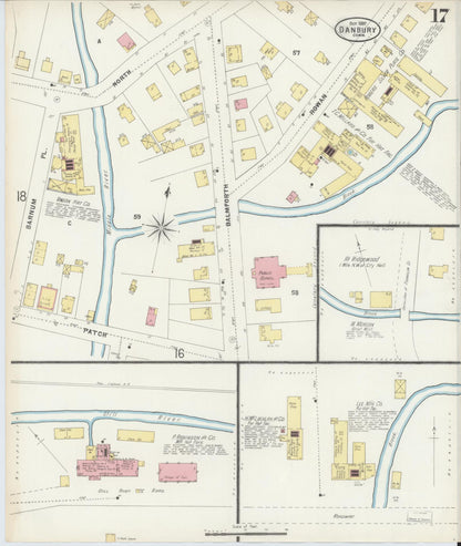 Sanborn Fire Insurance Map from Danbury, Fairfield County, Connecticut (1897), Sheet #0017 - Complete Map Set gallery image, historic Sanborn map, vintage wall art, Connecticut Connecticut
