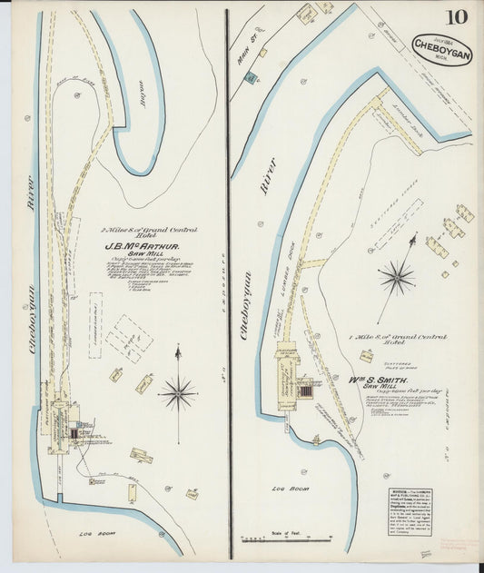 Sanborn Fire Insurance Map from Cheboygan, Cheboygan County, Michigan (1884), Sheet #0010 - Historic Sanborn Fire Insurance Map Print, vintage old map wall art, antique decor, genealogy gift, Michigan Michigan map