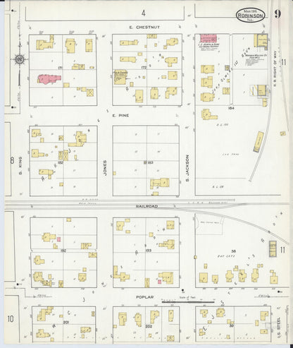 Sanborn Fire Insurance Map from Robinson, Crawford County, Illinois (1916), Sheet #0009 - Complete Map Set gallery image, historic Sanborn map, vintage wall art, Illinois Illinois