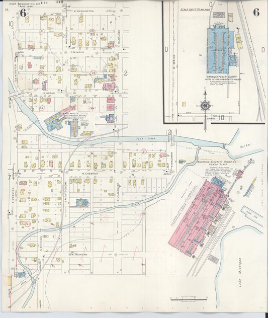 Sanborn Fire Insurance Map from Port Washington, Ozaukee County, Wisconsin (1949), Sheet #0006 - Historic Sanborn Fire Insurance Map Print, vintage old map wall art, antique decor, genealogy gift, Wisconsin Wisconsin map