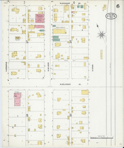 Sanborn Fire Insurance Map from Vinita, Craig County, Oklahoma (1905), Sheet #0006 - Complete Map Set gallery image, historic Sanborn map, vintage wall art, Oklahoma Oklahoma