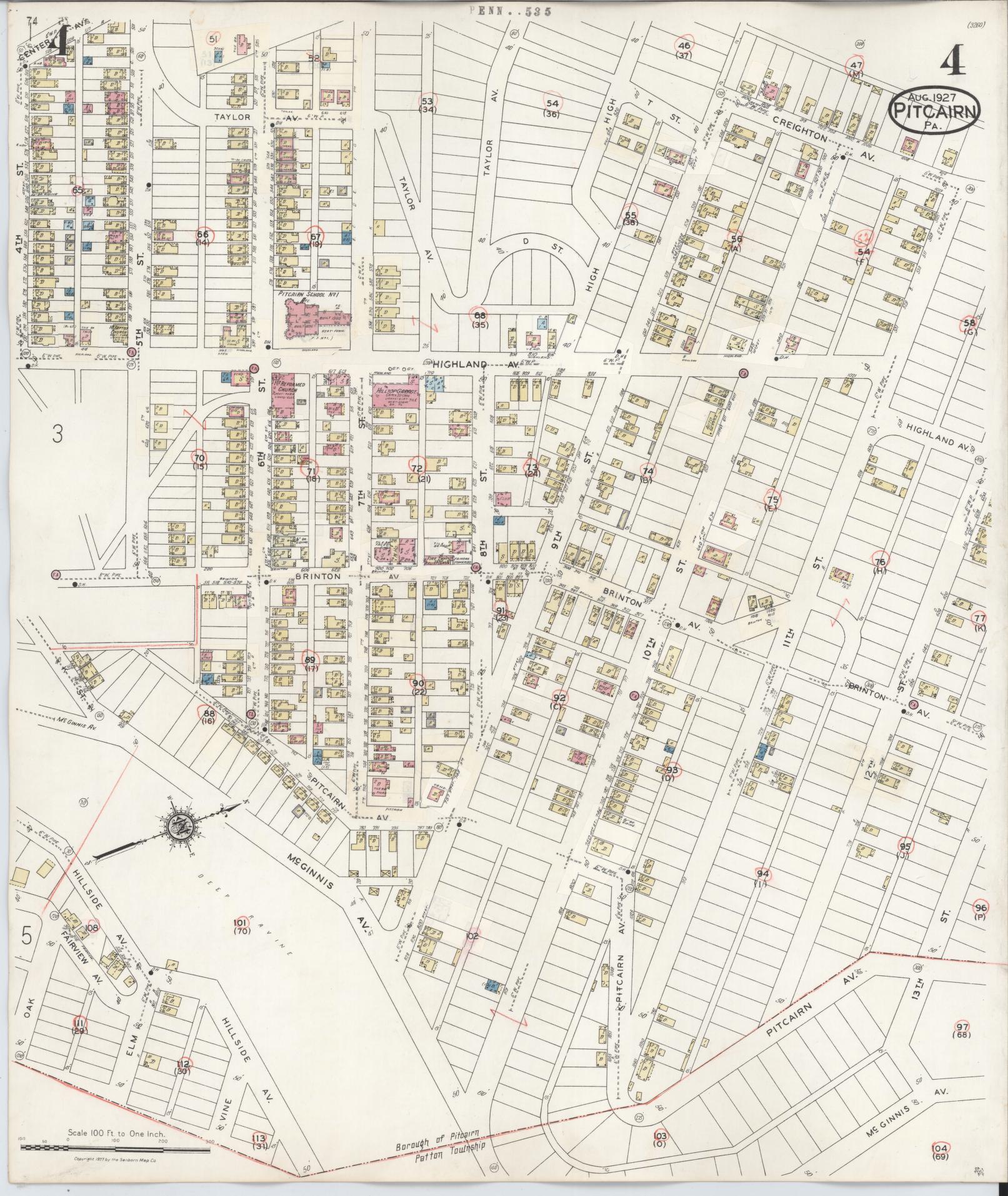 Sanborn Fire Insurance Map from Pitcairn, Allegheny County, Pennsylvania (1948), Sheet #0004 - Complete Map Set gallery image, historic Sanborn map, vintage wall art, Pennsylvania Pennsylvania