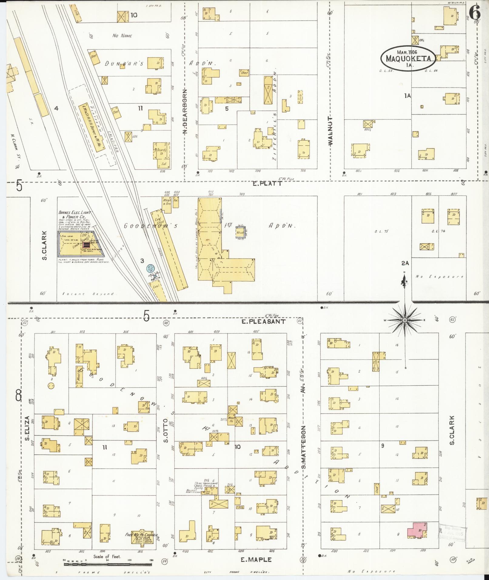 Sanborn Fire Insurance Map from Maquoketa, Jackson County, Iowa (1906), Sheet #0006 - Historic Sanborn Fire Insurance Map Print