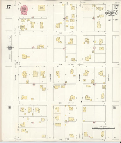 Sanborn Fire Insurance Map from Newberg, Yamhill County, Oregon (1934), Sheet #0017 - Complete Map Set gallery image, historic Sanborn map, vintage wall art, Oregon Oregon