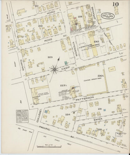 Sanborn Fire Insurance Map from Dallas, Dallas County, Texas (1885), Sheet #0010 - Complete Map Set gallery image, historic Sanborn map, vintage wall art, Texas Texas