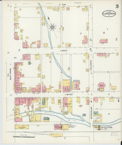 Sanborn Fire Insurance Map from Flemingsburg, Fleming County, Kentucky (1898), Sheet #0003 - Complete Map Set gallery image, historic Sanborn map, vintage wall art, Kentucky Kentucky