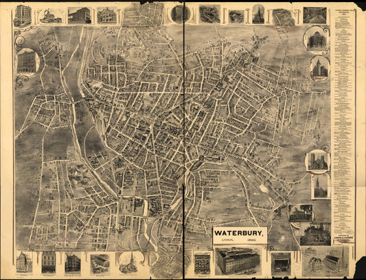 Waterbury, Conn. 1899. (1899) – Historic Bird’s-Eye View Panorama Print