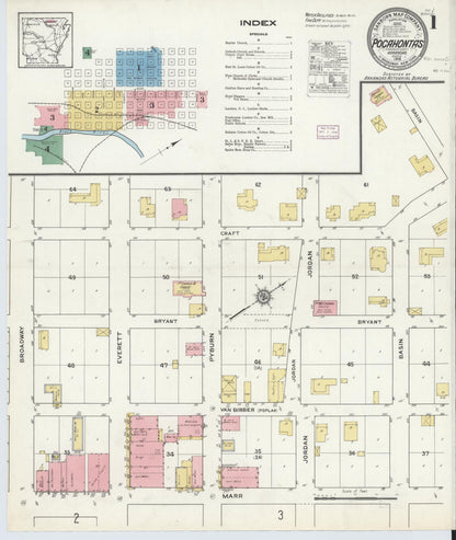 Sanborn Fire Insurance Map from Pocahontas, Randolph County, Arkansas (1916), Sheet #0001 - Complete Map Set gallery image, historic Sanborn map, vintage wall art, Arkansas Arkansas