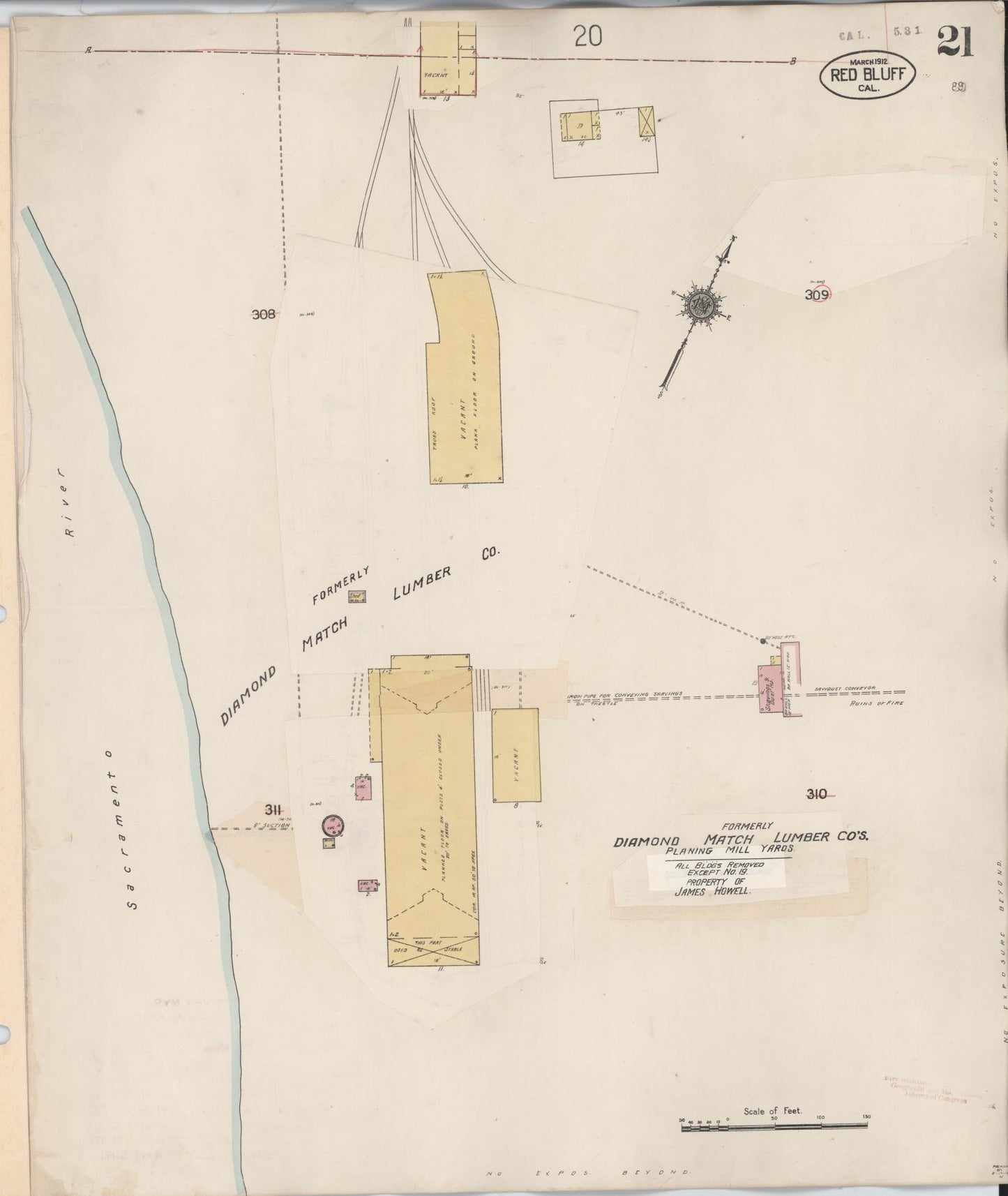 Sanborn Fire Insurance Map from Red Bluff, Tehama County, California (1949), Sheet #0021 - Complete Map Set gallery image, historic Sanborn map, vintage wall art, California California