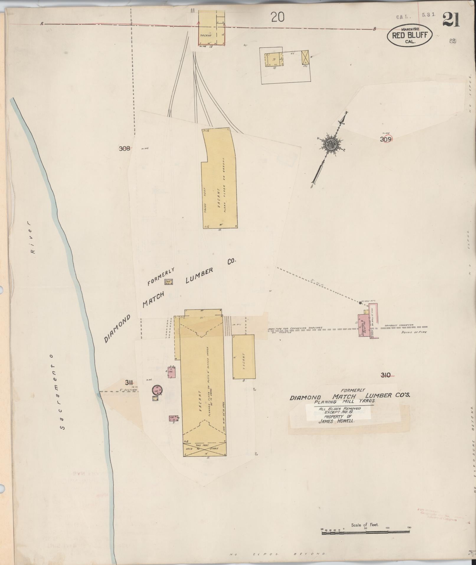 Sanborn Fire Insurance Map from Red Bluff, Tehama County, California (1949), Sheet #0021 - Complete Map Set gallery image, historic Sanborn map, vintage wall art, California California