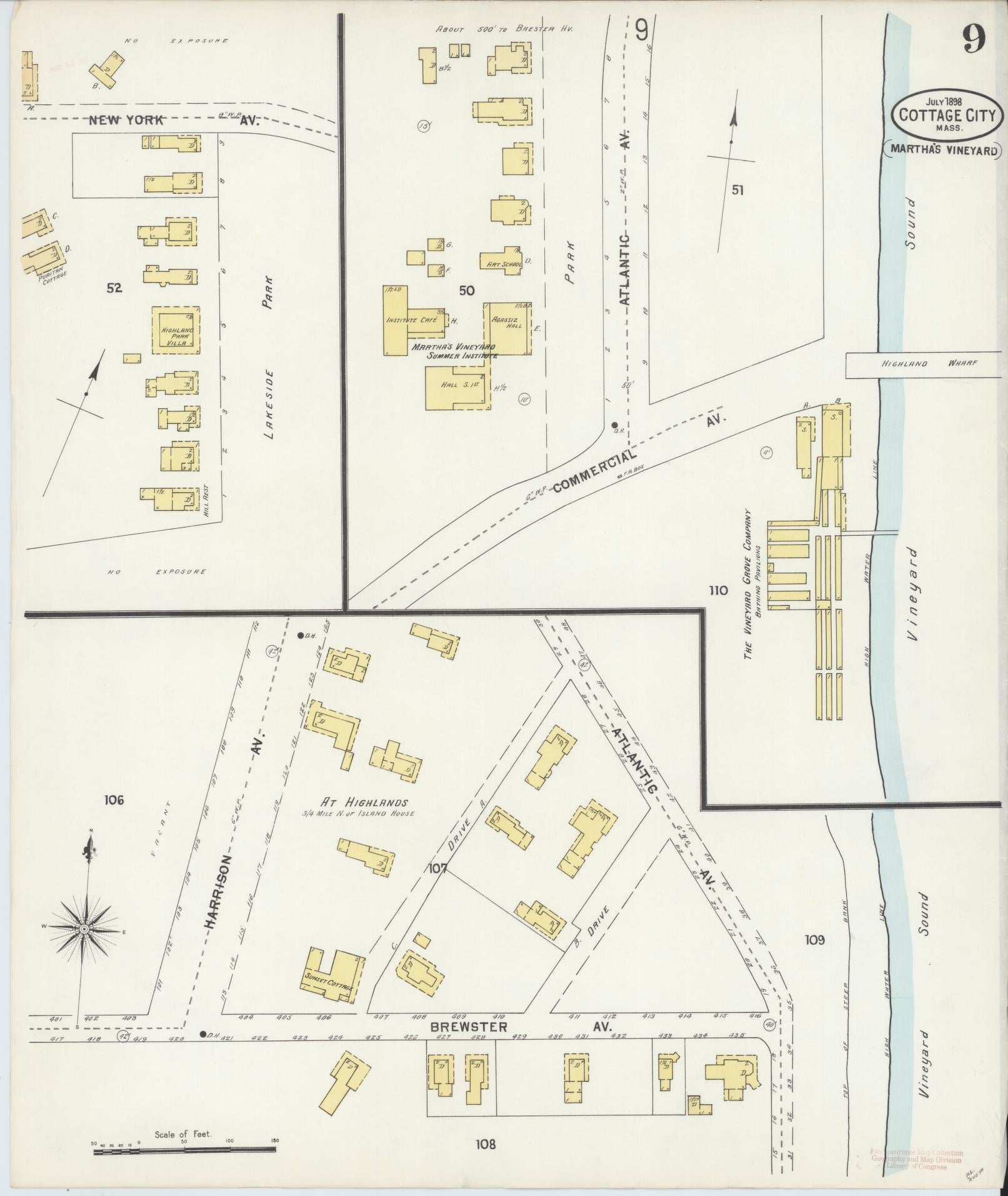 Sanborn Fire Insurance Map from Cottage City, Dukes County, Massachusetts (1898), Sheet #0009 - Complete Map Set gallery image, historic Sanborn map, vintage wall art, Massachusetts Massachusetts