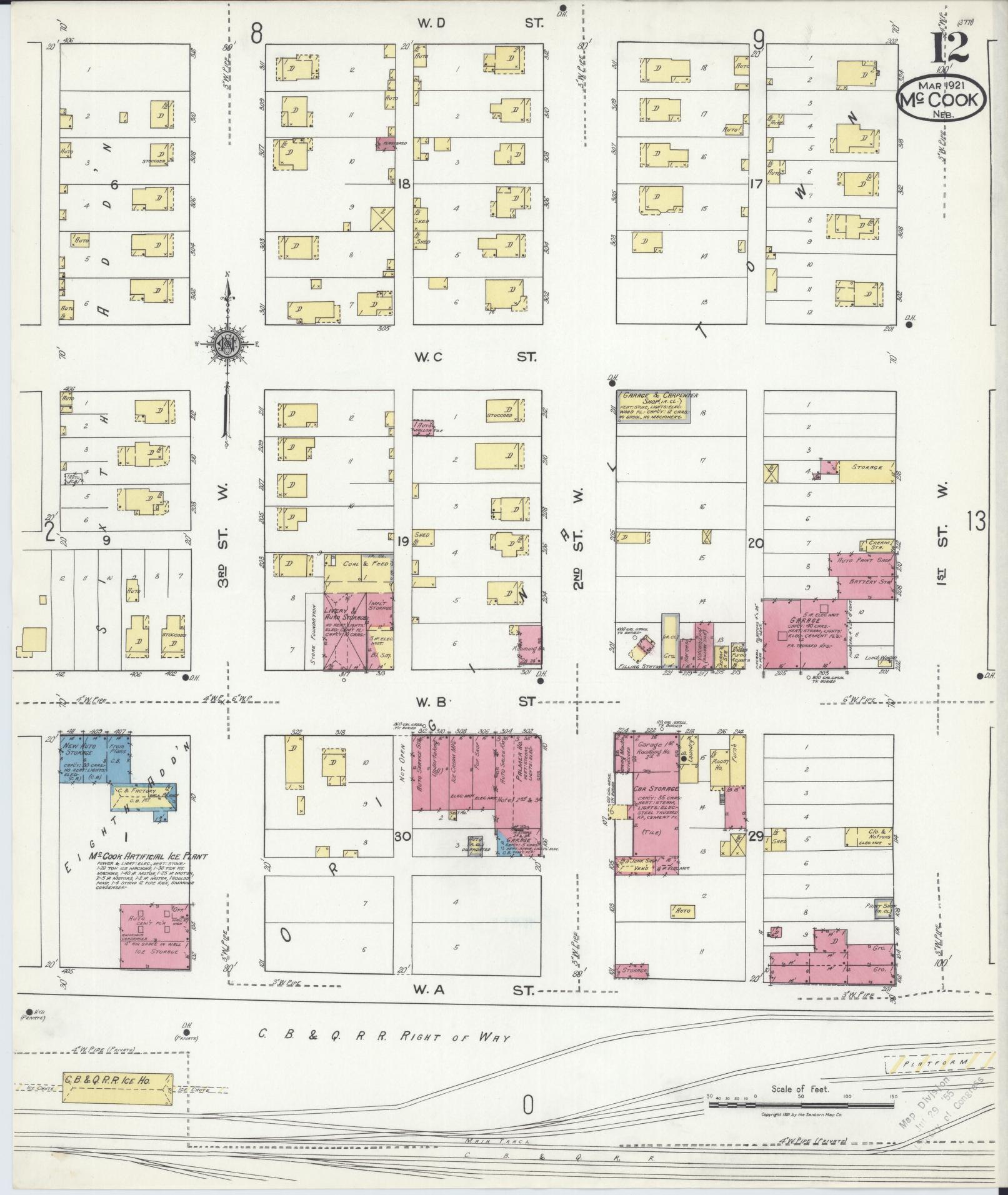 Sanborn Fire Insurance Map from Mccook, Red Willow County, Nebraska (1921), Sheet #0012 - Complete Map Set gallery image, historic Sanborn map, vintage wall art, Nebraska Nebraska