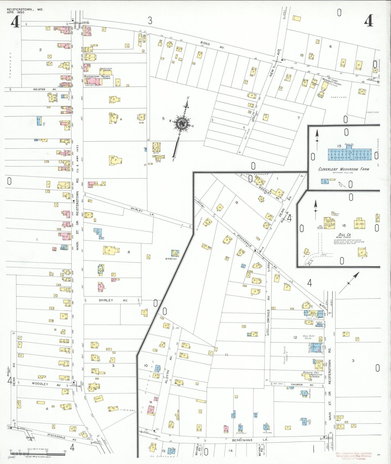 Baltimore, Maryland - 1950 - Sanborn Fire Insurance Map, Sheet #0004 - Historic Sanborn Fire Insurance Map Print, Baltimore Maryland 1950 0004 vintage old map wall art