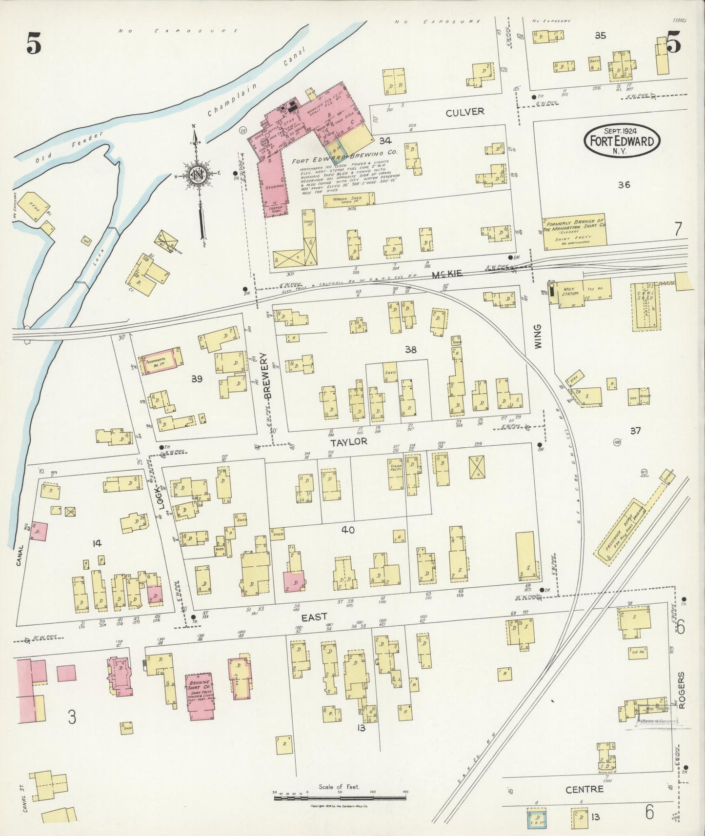 Sanborn Fire Insurance Map from Fort Edward, Washington County, New York (1924), Sheet #0005 - Complete Map Set gallery image, historic Sanborn map, vintage wall art, New York New York