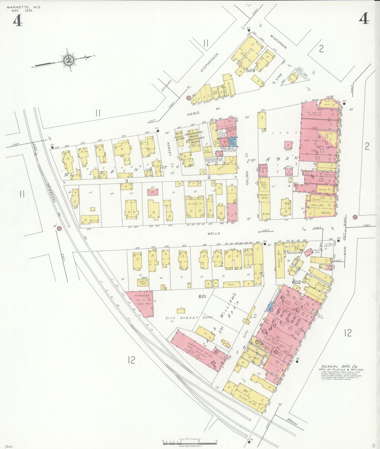 Sanborn Fire Insurance Map from Marinette, Marinette County, Wisconsin (1935), Sheet #0004 - Complete Map Set gallery image, historic Sanborn map, vintage wall art, Wisconsin Wisconsin