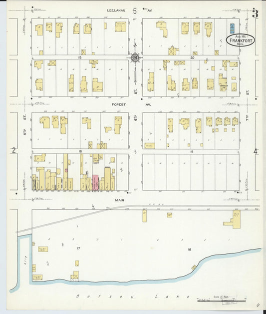 Sanborn Fire Insurance Map from Frankfort, Benzie County, Michigan (1911), Sheet #0003 - Historic Sanborn Fire Insurance Map Print, vintage old map wall art, antique decor, genealogy gift, Michigan Michigan map