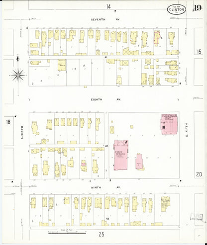 Sanborn Fire Insurance Map from Clinton, Clinton County, Iowa (1909), Sheet #0019 - Historic Sanborn Fire Insurance Map Print