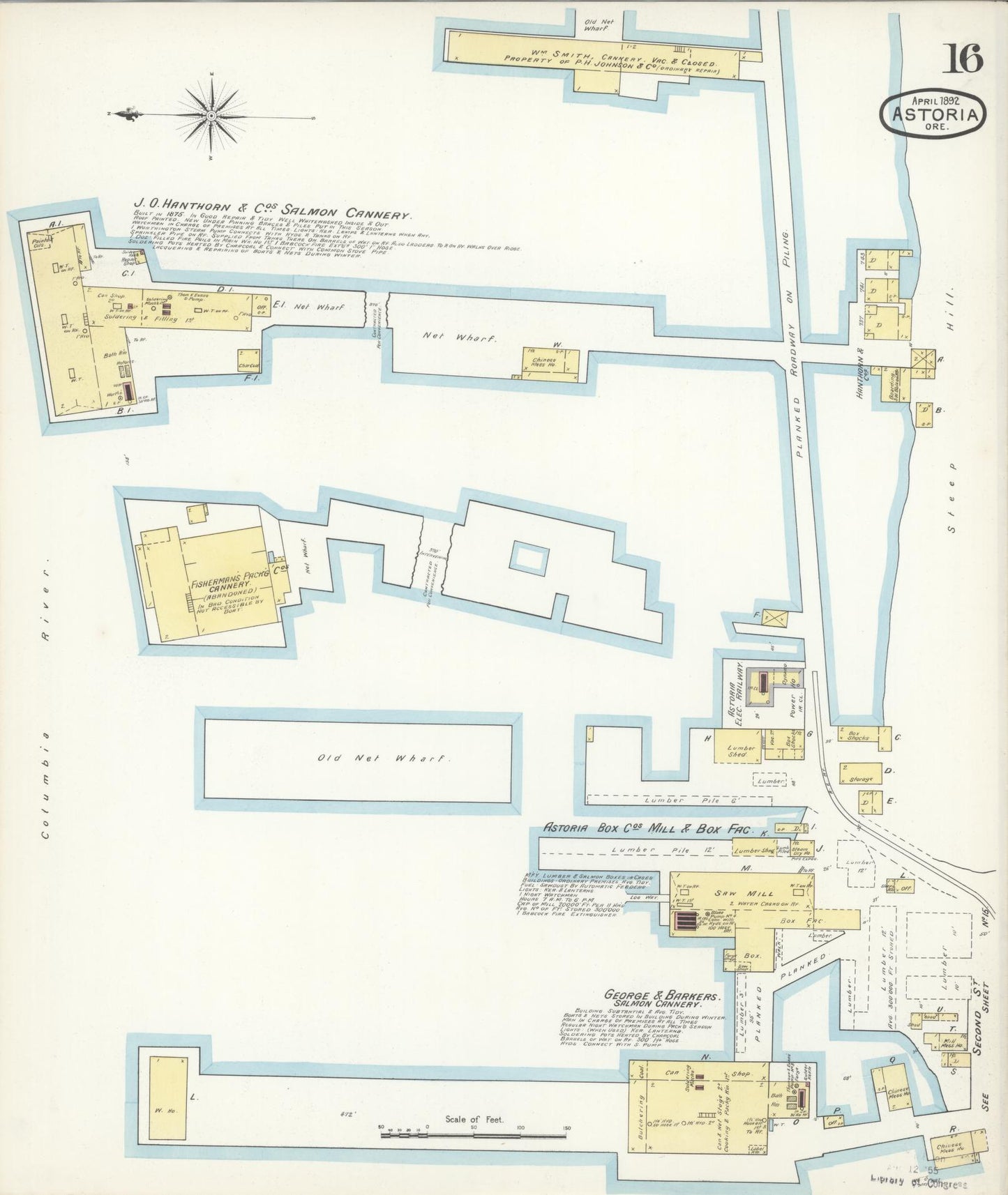 Sanborn Fire Insurance Map from Astoria, Clatsop County, Oregon (1892), Sheet #0016 - Complete Map Set gallery image, historic Sanborn map, vintage wall art, Oregon Oregon