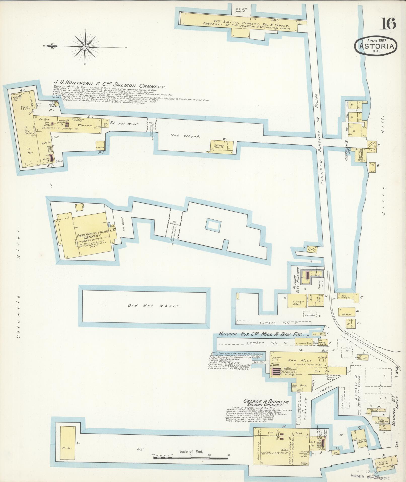 Sanborn Fire Insurance Map from Astoria, Clatsop County, Oregon (1892), Sheet #0016 - Complete Map Set gallery image, historic Sanborn map, vintage wall art, Oregon Oregon