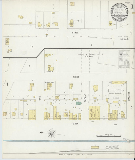 Sanborn Fire Insurance Map from East Fort Gibson, Muskogee County, Oklahoma. (1896) – Historic Sanborn Fire Insurance Map Print