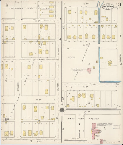 Sanborn Fire Insurance Map from Sheridan, Sheridan County, Wyoming (1912), Sheet #0003 - Complete Map Set gallery image, historic Sanborn map, vintage wall art, Wyoming Wyoming