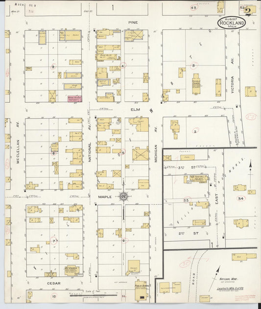 Sanborn Fire Insurance Map from Rockland, Ontonagon County, Michigan (1917), Sheet #0002 - Historic Sanborn Fire Insurance Map Print, vintage old map wall art, antique decor, genealogy gift, Michigan Michigan map