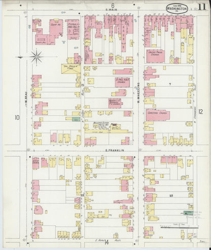 Sanborn Fire Insurance Map from Washington, Washington County, Pennsylvania (1896), Sheet #0011 - Complete Map Set gallery image, historic Sanborn map, vintage wall art, Sanborn Fire Insurance Map from Washington Washington