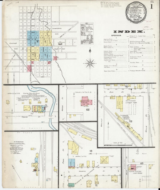 Sanborn Fire Insurance Map from Olathe, Johnson County, Kansas (1892), Sheet #0001 - Complete Map Set gallery image, historic Sanborn map, vintage wall art, Kansas Kansas