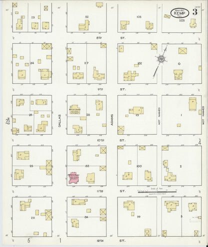 Sanborn Fire Insurance Map from Kemp, Kaufman County, Texas (1921), Sheet #0003 - Complete Map Set gallery image, historic Sanborn map, vintage wall art, Texas Texas