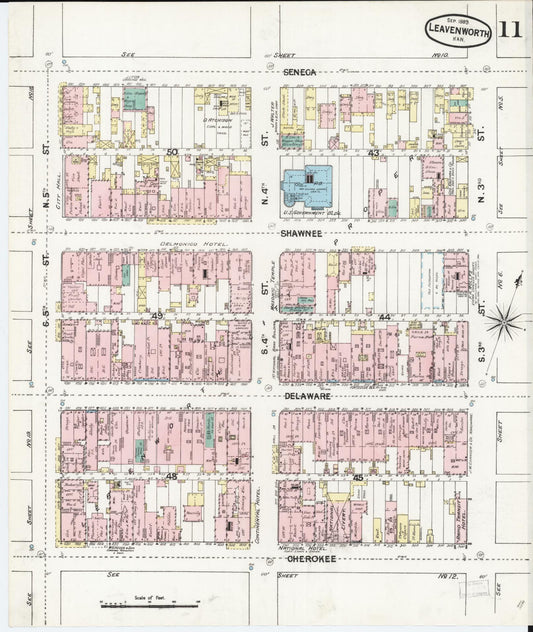 Sanborn Fire Insurance Map from Leavenworth, Leavenworth County, Kansas (1889), Sheet #0012 - Historic Sanborn Fire Insurance Map Print, vintage old map wall art, antique decor, genealogy gift, Kansas Kansas map