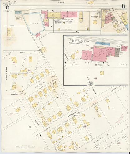 Sanborn Fire Insurance Map from Batesville, Ripley County, Indiana (1948), Sheet #0008 - Historic Sanborn Fire Insurance Map Print, vintage old map wall art, antique decor, genealogy gift, Indiana Indiana map