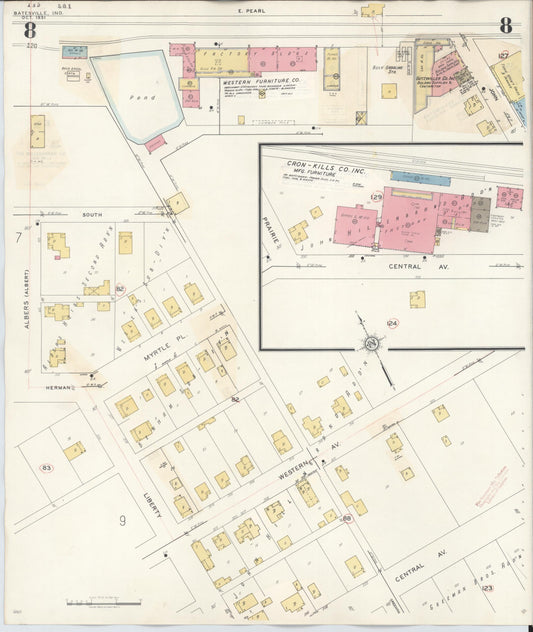 Sanborn Fire Insurance Map from Batesville, Ripley County, Indiana (1948), Sheet #0008 - Historic Sanborn Fire Insurance Map Print, vintage old map wall art, antique decor, genealogy gift, Indiana Indiana map
