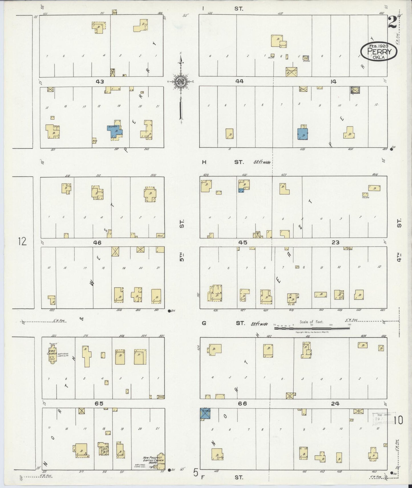 Sanborn Fire Insurance Map from Perry, Noble County, Oklahoma (1920), Sheet #0002 - Complete Map Set gallery image, historic Sanborn map, vintage wall art, Oklahoma Oklahoma