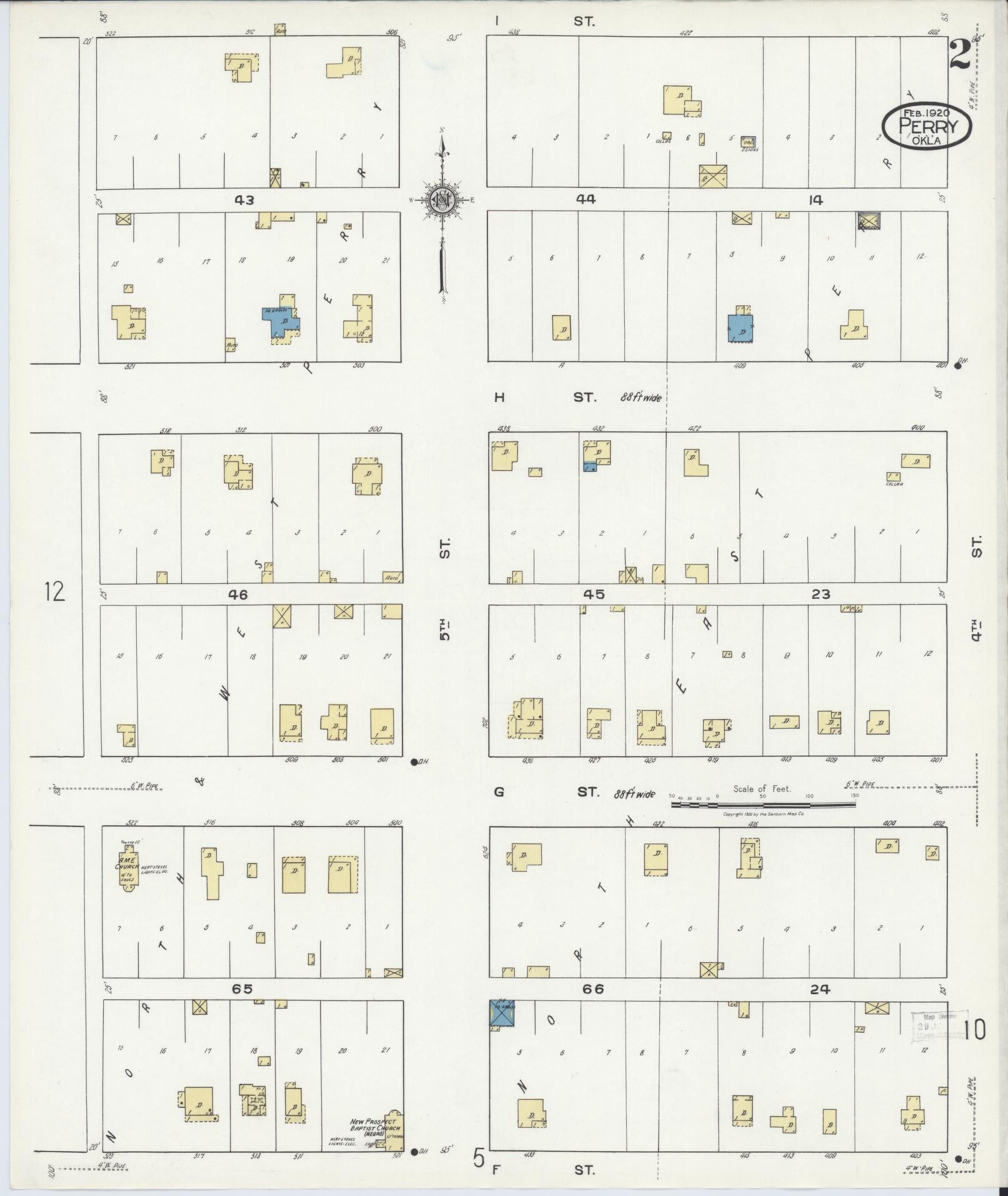 Sanborn Fire Insurance Map from Perry, Noble County, Oklahoma (1920), Sheet #0002 - Complete Map Set gallery image, historic Sanborn map, vintage wall art, Oklahoma Oklahoma