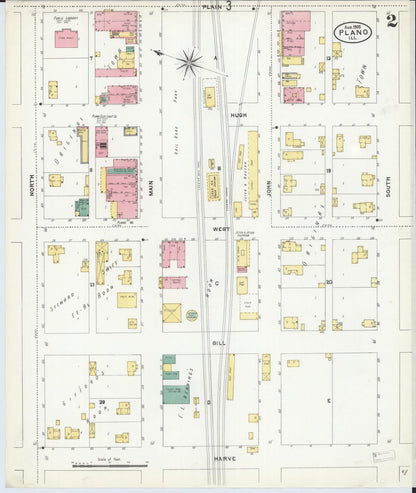 Sanborn Fire Insurance Map from Plano, Kendall County, Illinois (1905), Sheet #0002 - Historic Sanborn Fire Insurance Map Print, vintage old map wall art, antique decor, genealogy gift, Illinois Illinois map