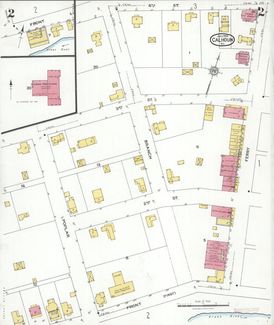 Sanborn Fire Insurance Map from Calhoun, Mclean County, Kentucky (1923), Sheet #0002 - Historic Sanborn Fire Insurance Map Print, vintage old map wall art, antique decor, genealogy gift, Kentucky Kentucky map