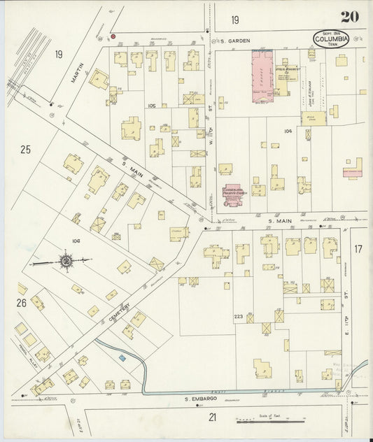 Sanborn Fire Insurance Map from Columbia, Maury County, Tennessee (1914), Sheet #0020 - Historic Sanborn Fire Insurance Map Print, vintage old map wall art, antique decor, genealogy gift, Tennessee Tennessee map