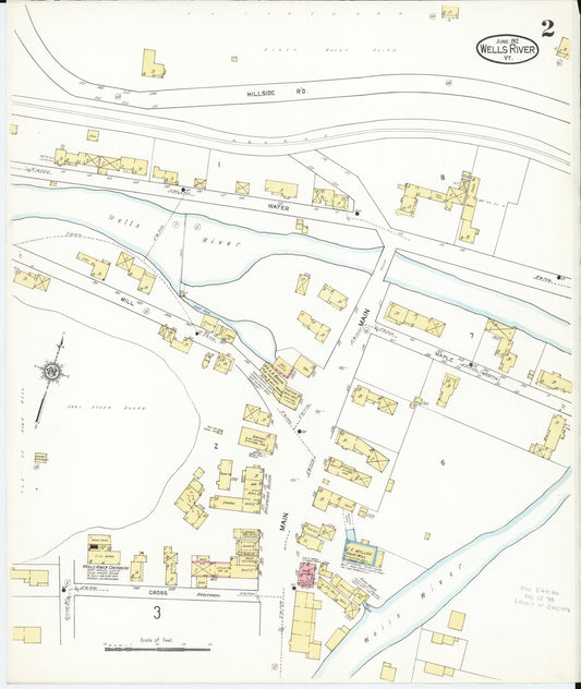 Sanborn Fire Insurance Map from Wells River, Orange County, Vermont (1912), Sheet #0002 - Historic Sanborn Fire Insurance Map Print, vintage old map wall art, antique decor, genealogy gift, Vermont Vermont map
