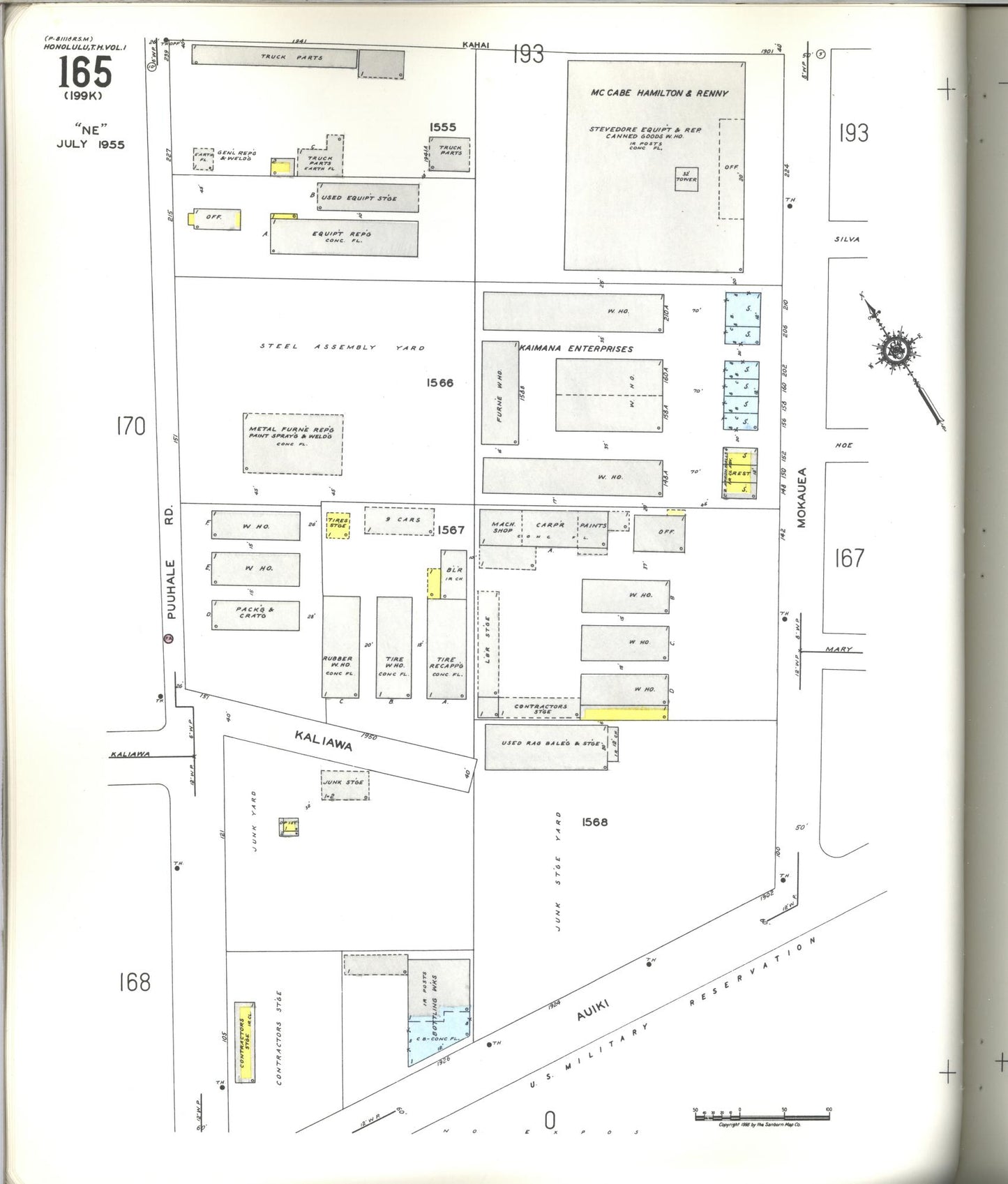Sanborn Fire Insurance Map from Honolulu, Oahu County, Hawaii (1955), Sheet #0165 - Historic Sanborn Fire Insurance Map Print