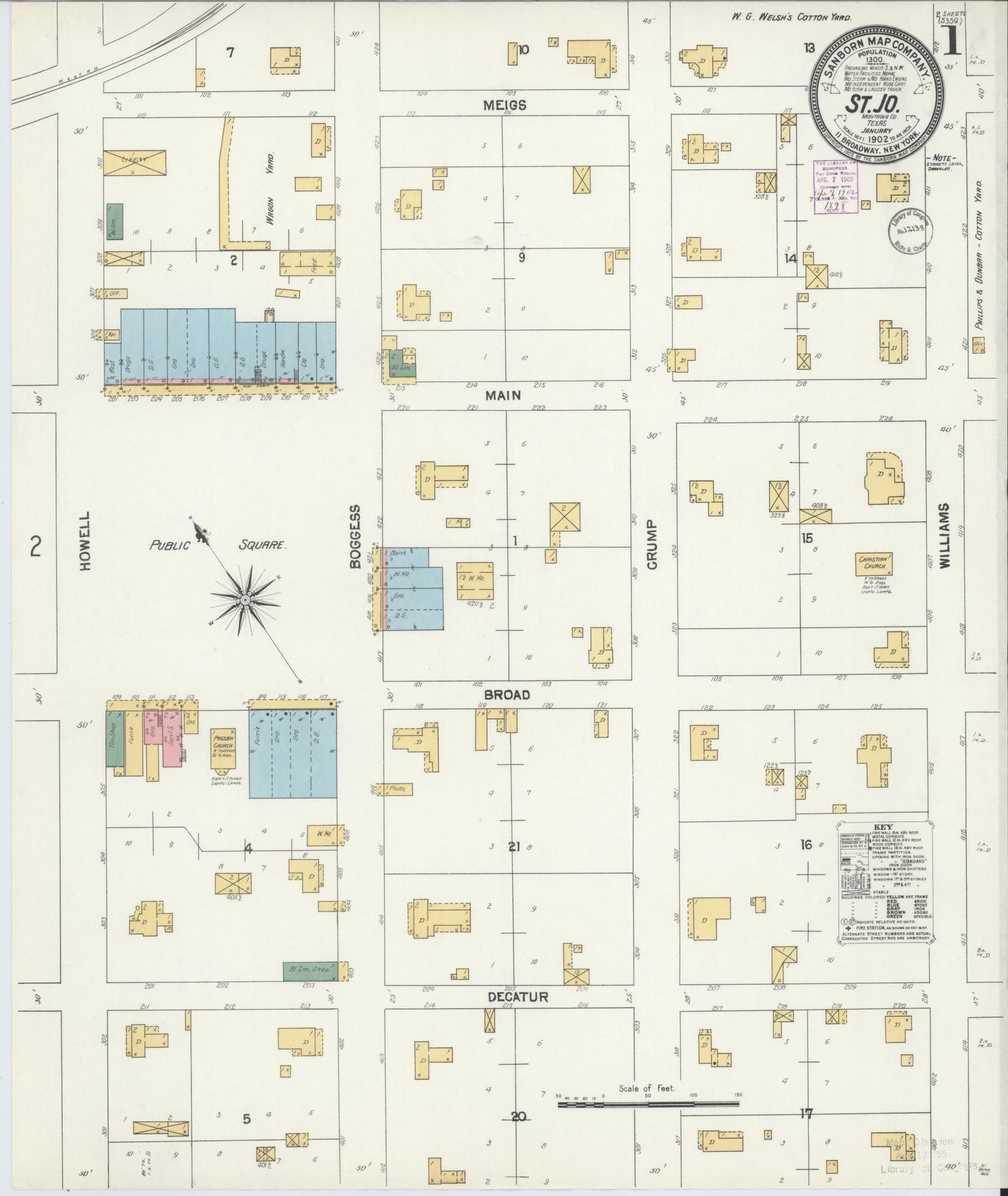 Sanborn Fire Insurance Map from Saint Jo, Montague County, Texas. (1902) – Historic Sanborn Fire Insurance Map Print