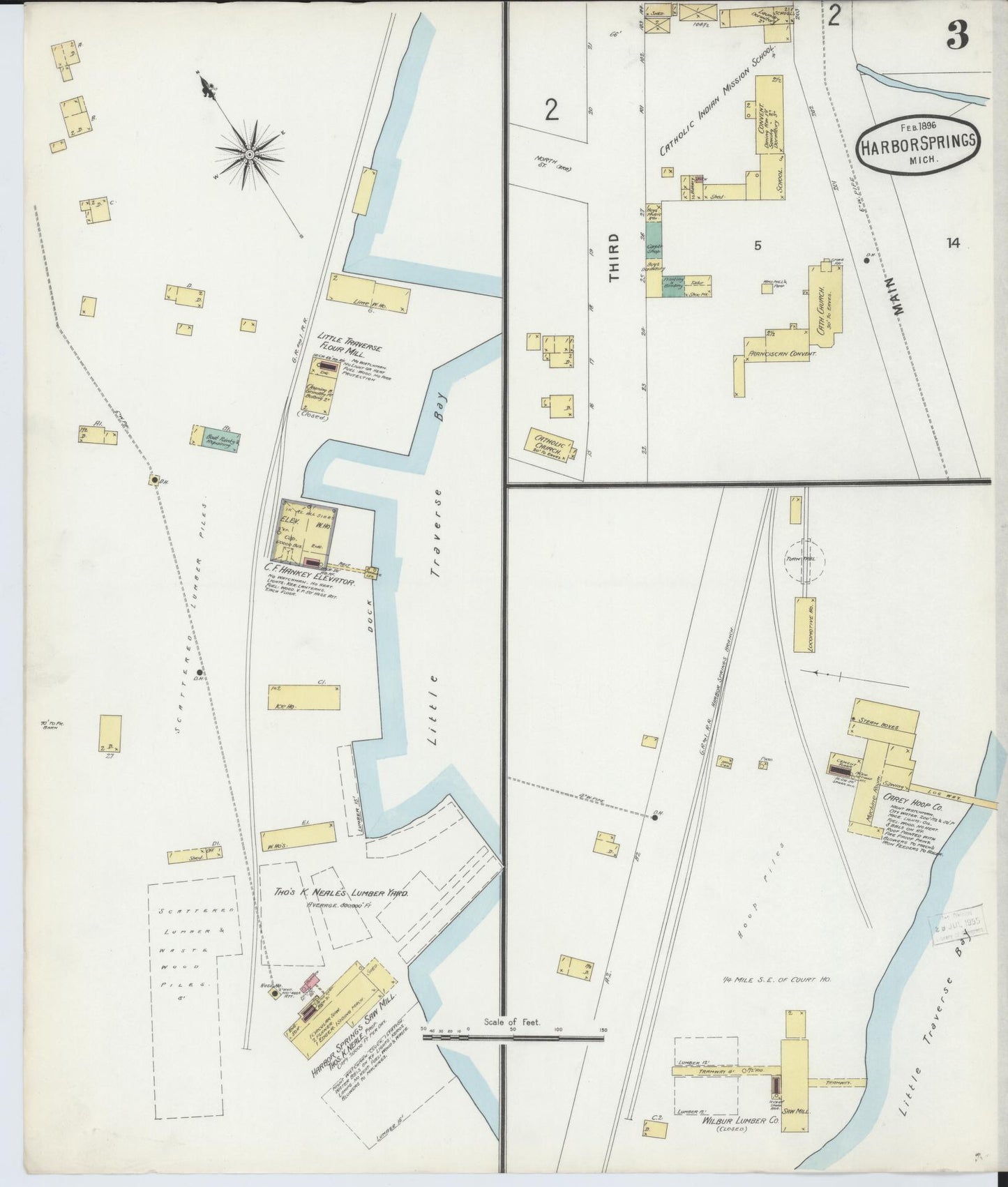 Sanborn Fire Insurance Map from Harbor Springs, Emmet County, Michigan (1896), Sheet #0003 - Complete Map Set gallery image, historic Sanborn map, vintage wall art, Michigan Michigan