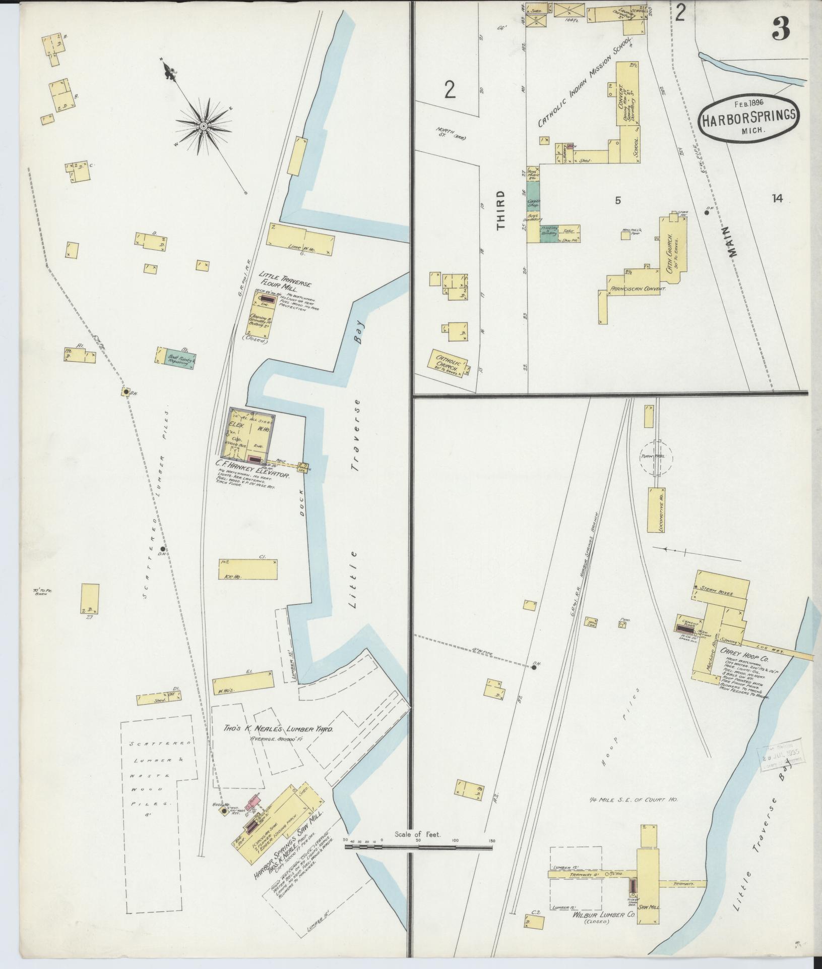 Sanborn Fire Insurance Map from Harbor Springs, Emmet County, Michigan (1896), Sheet #0003 - Complete Map Set gallery image, historic Sanborn map, vintage wall art, Michigan Michigan