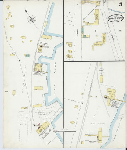 Sanborn Fire Insurance Map from Harbor Springs, Emmet County, Michigan (1896), Sheet #0003 - Complete Map Set gallery image, historic Sanborn map, vintage wall art, Michigan Michigan