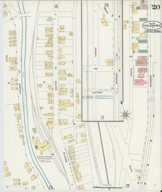 Sanborn Fire Insurance Map from Turtle Creek Valley, Allegheny County, Pennsylvania (1906), Sheet #0020 - Historic Sanborn Fire Insurance Map Print, vintage old map wall art, antique decor, genealogy gift, Pennsylvania Pennsylvania map