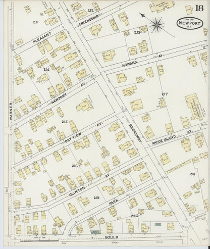 Sanborn Fire Insurance Map from Newport, Newport County, Rhode Island (1891), Sheet #0018 - Complete Map Set gallery image, historic Sanborn map, vintage wall art, Rhode Island Rhode Island