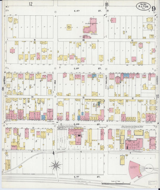 Sanborn Fire Insurance Map from Alton, Madison County, Illinois (1902), Sheet #0009 - Historic Sanborn Fire Insurance Map Print, vintage old map wall art, antique decor, genealogy gift, Illinois Illinois map