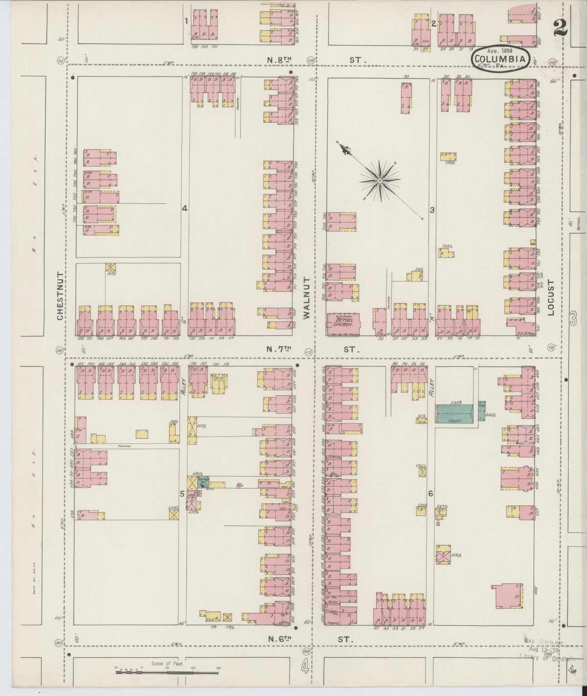 Sanborn Fire Insurance Map from Columbia, Lancaster County, Pennsylvania (1894), Sheet #0002 - Complete Map Set gallery image, historic Sanborn map, vintage wall art, Pennsylvania Pennsylvania